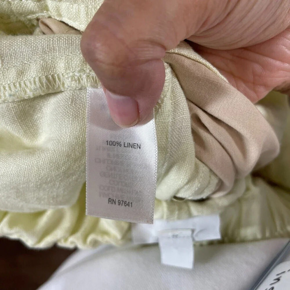 J Jill Love Linen Yellow  100% Linen Pull On Drawstring Pants Size M Lagenlook - Picture 5 of 7